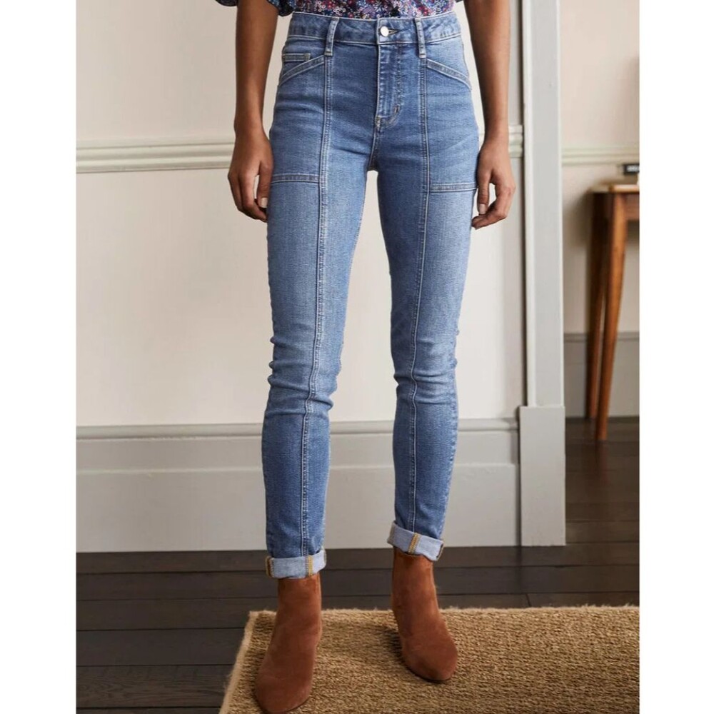 Boden Denim Front Seam Detail Skinny Jean Blue Wash High Rise Stretch Plus sz 20